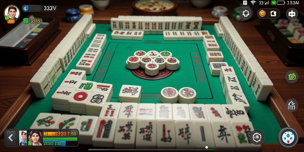Tampilan gameplay seru di 333V dengan ubin Mahjong berwarna-warni.