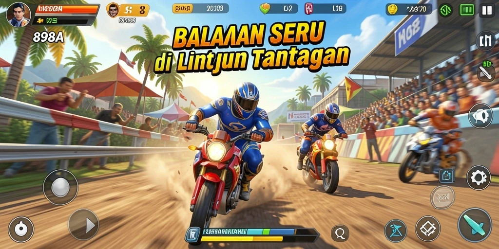 Gameplay balapan yang seru dan penuh tantangan di 898A.
