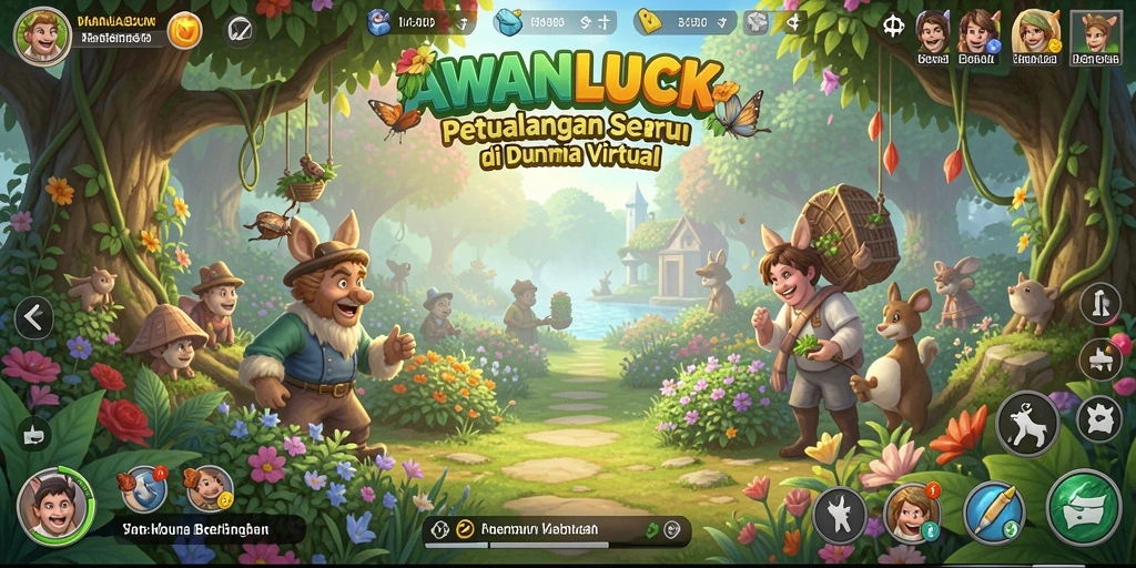 Tampilan gameplay AWANLUCK menampilkan kebun yang subur dan aktivitas berkebun yang menyenangkan.