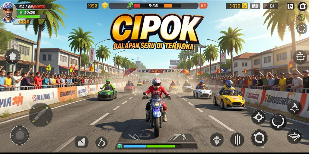 Tampilan gameplay CIPOK yang seru dan menegangkan saat balapan.
