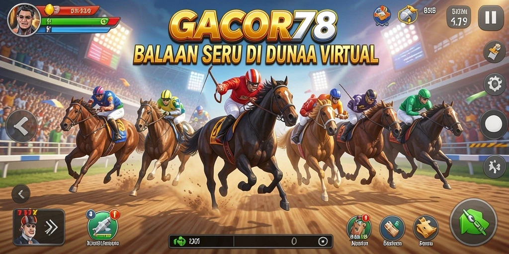 Tampilan gameplay GACOR78 menunjukkan balapan intens yang menyenangkan.