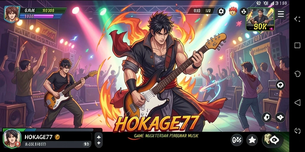 Gameplay HOKAGE77 menampilkan pemain menikmati tantangan musik yang mendebarkan.