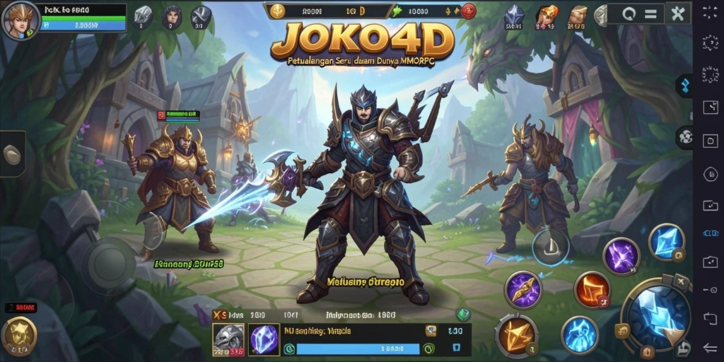 Screenshot gameplay JOKO4D menampilkan karakter dalam pertempuran epik.