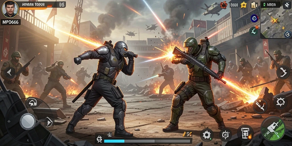 Screenshot utama MPO666 menampilkan duel seru antara dua petarung.
