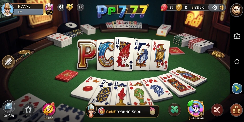 Screenshot utama PC777 menampilkan momen seru saat bermain Domino.