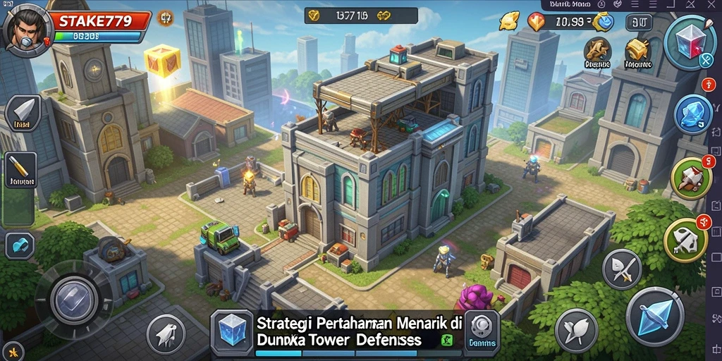 Tangkapan layar gameplay STAKE779 menampilkan aksi seru Tower Defense.